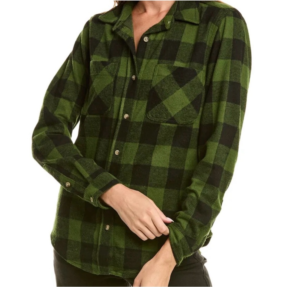 beachlunchlounge Large Women’s Soft Green and Black Flannel Casual Shirt. - Picture 8 of 9